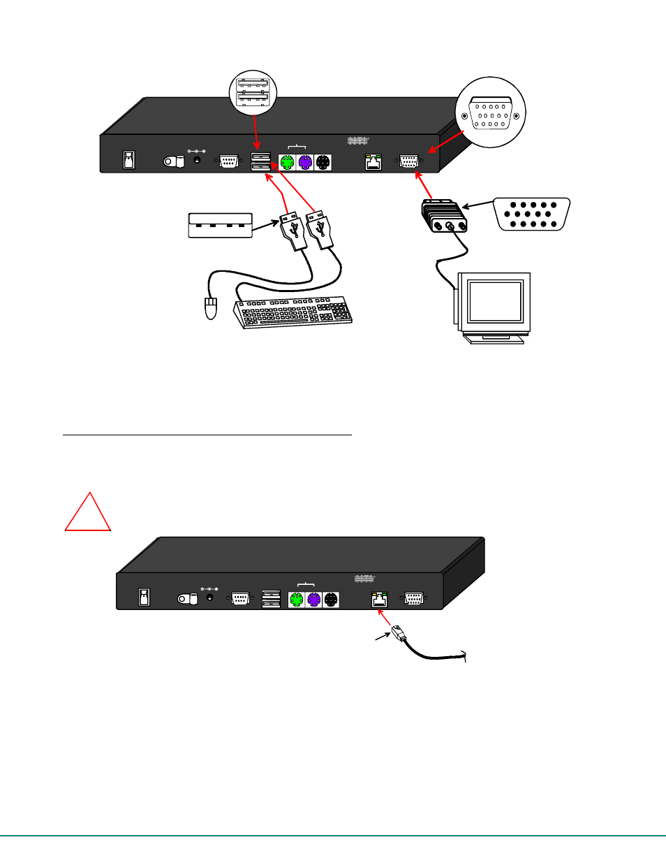 Connecting the cat5 cable to the user station, Primux-uzr user station usb type a male, Rear view of primux-uzr user station | Network Technologies CAT5 User Manual | Page 16 / 54