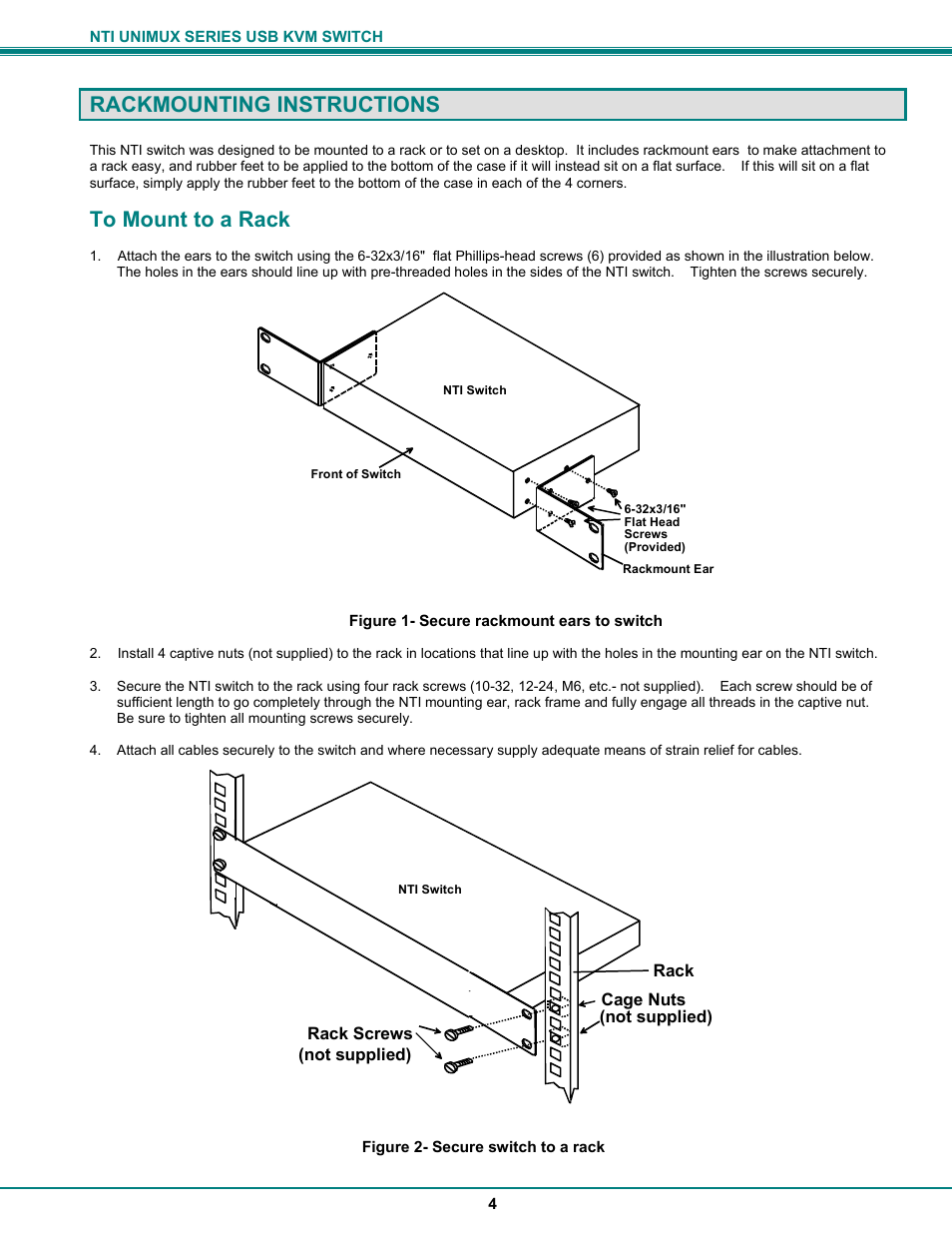 Rackmounting instructions | Network Technologies DVI-x User Manual | Page 7 / 22