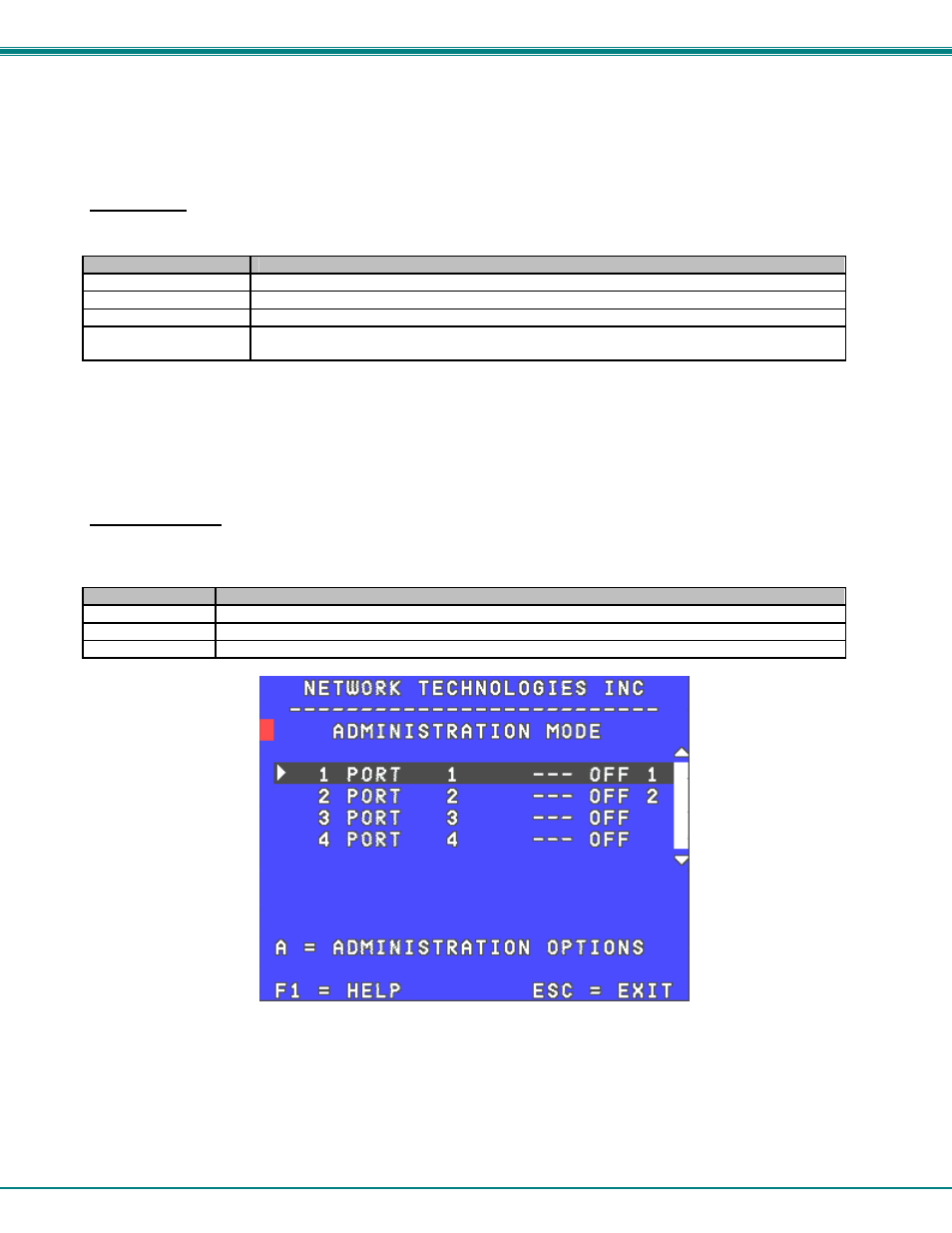 Osd modes available with security enabled, User login, Administration | Network Technologies ST-nXm-U User Manual | Page 17 / 33