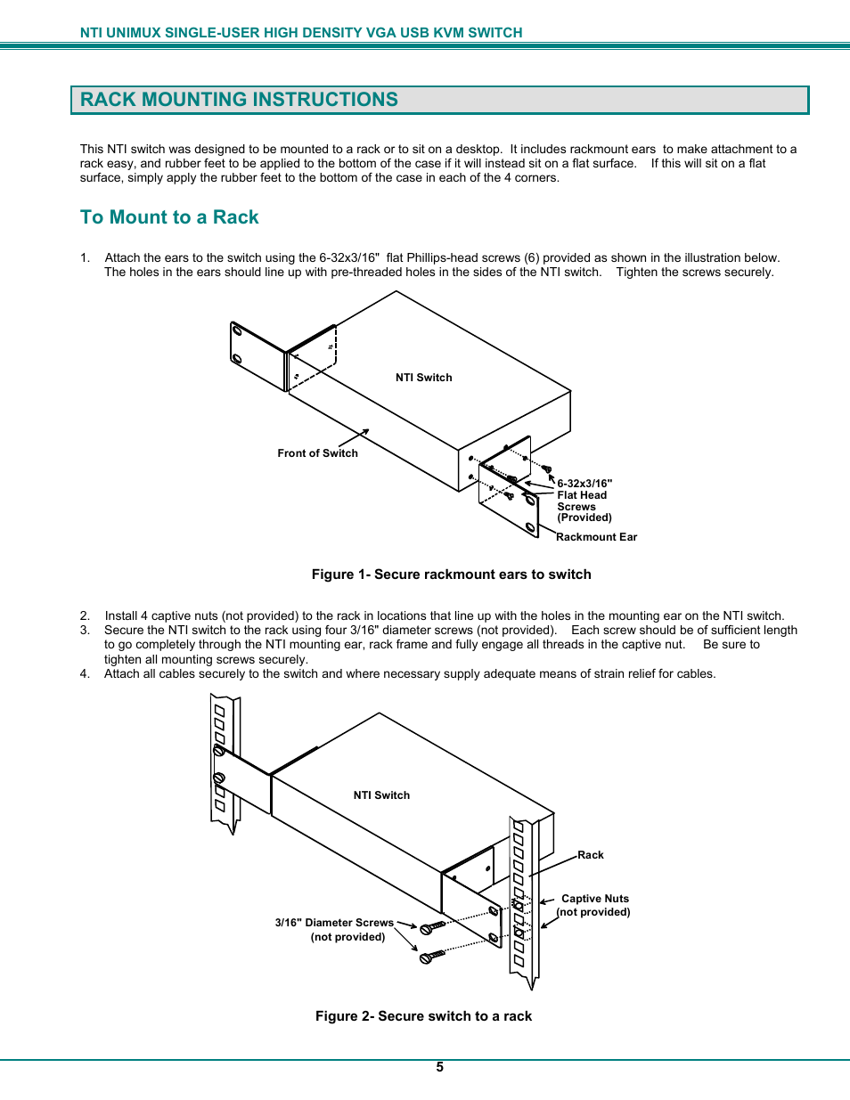 Rack mounting instructions | Network Technologies UNIMUXUSBVXHD User Manual | Page 10 / 53