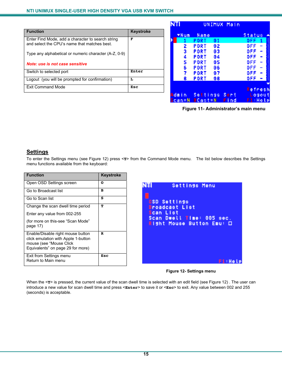 Settings | Network Technologies UNIMUXUSBVXHD User Manual | Page 20 / 53