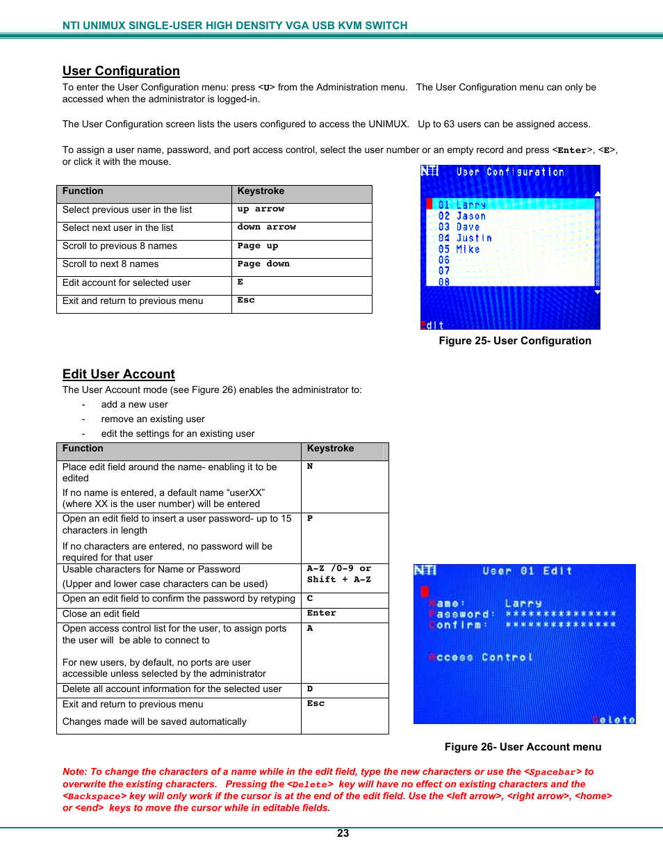 User configuration, Edit user account | Network Technologies UNIMUXUSBVXHD User Manual | Page 28 / 53