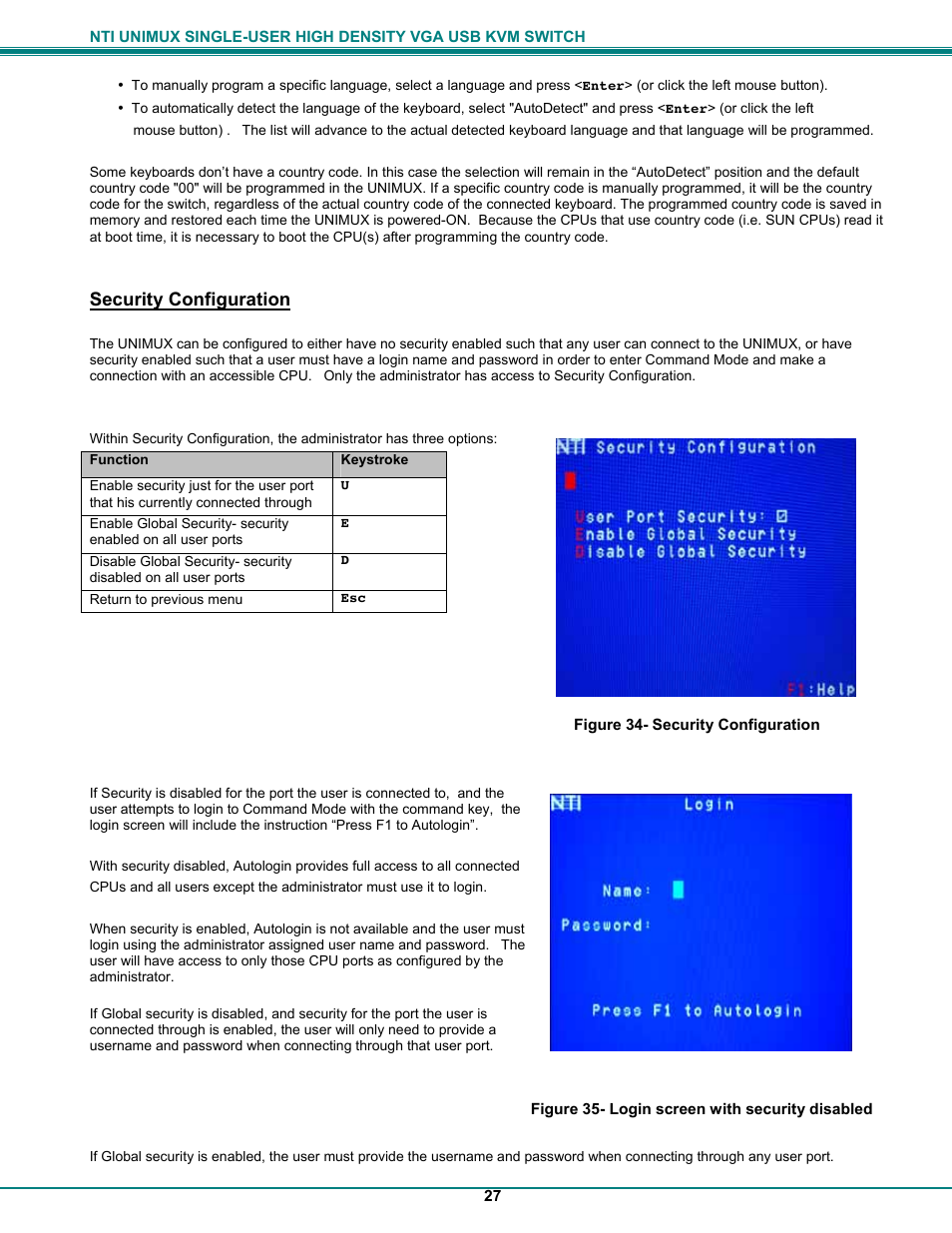 Security configuration | Network Technologies UNIMUXUSBVXHD User Manual | Page 32 / 53