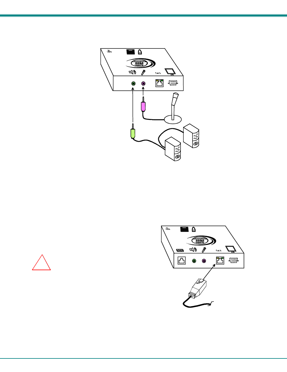 Connect the cat5 cable, Nti xtendex extenders 10, Stereo speakers | Microphone | Network Technologies ST-C5KVM2ARS-1000S User Manual | Page 13 / 21