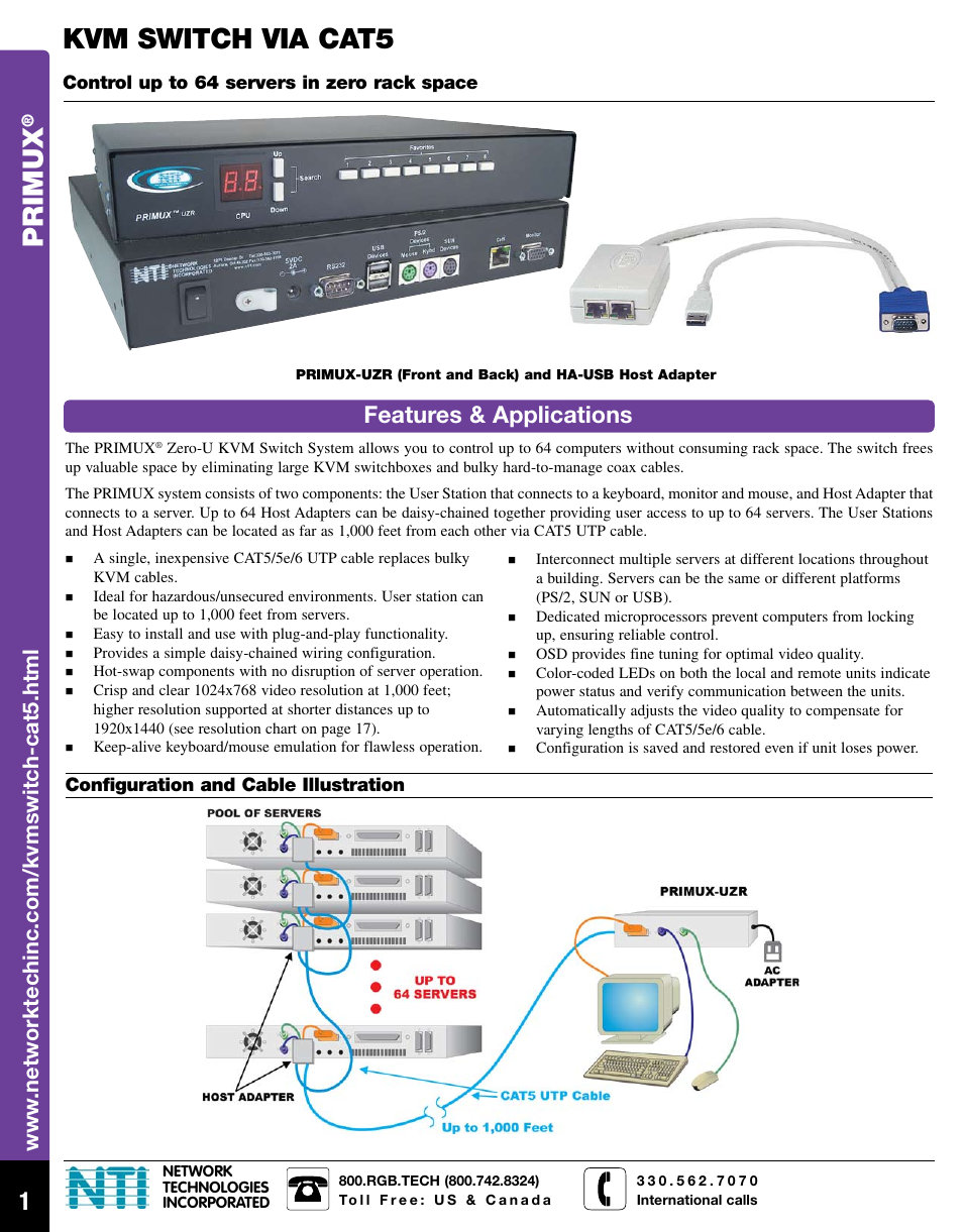 Network Technologies NTI PRIMUX PRIMUx-UZR User Manual | 2 pages