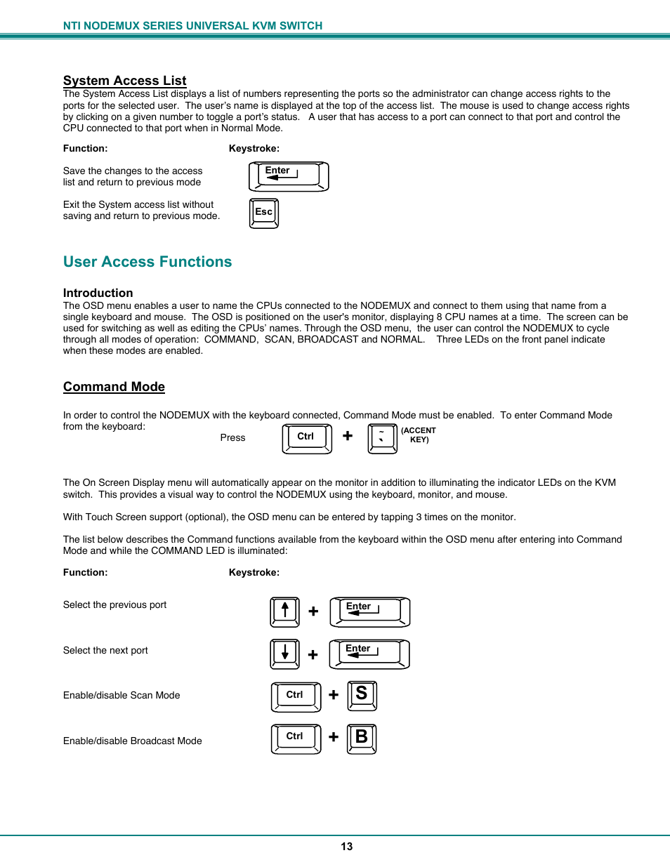 User access functions | Network Technologies ST-xU User Manual | Page 17 / 33