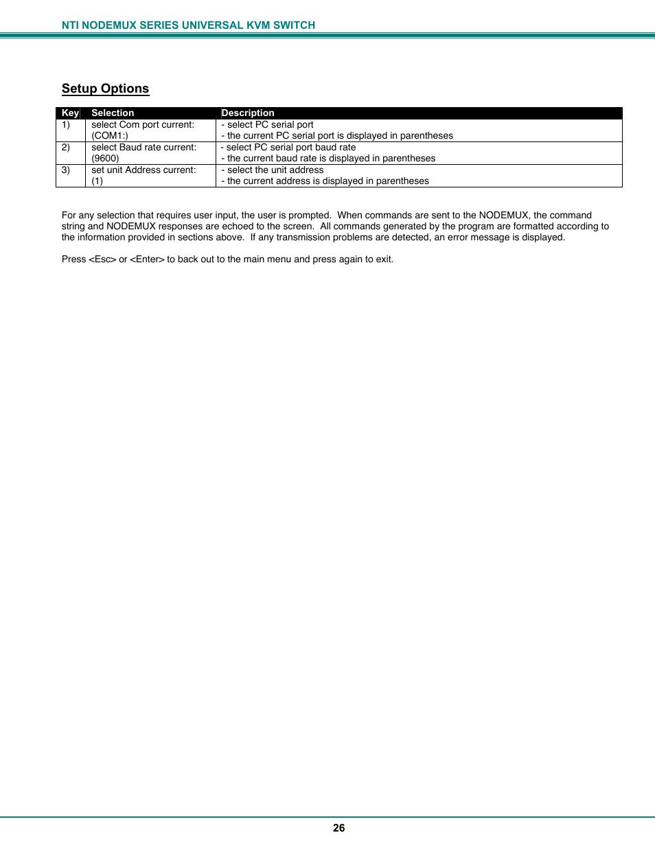 Setup options | Network Technologies ST-xU User Manual | Page 30 / 33