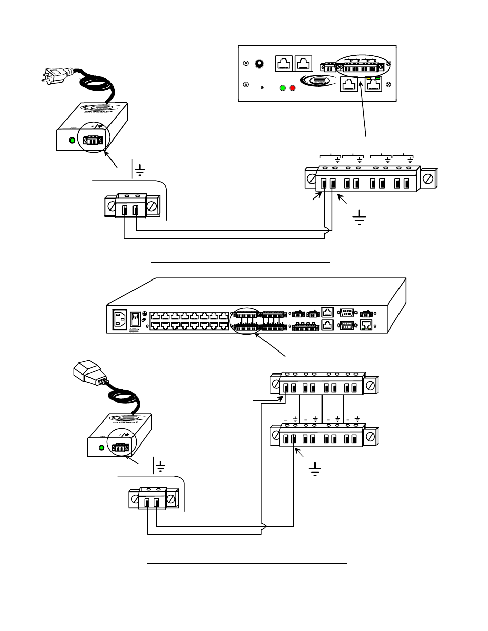 Contacts, Front view of enviromux-mini, Enviromux-acvd-515(m) | Rear view of enviromux-sems-16, Black wire white wire white wire black wire, Enviromux-acvd-c14, White wire, Black wire white wire black wire | Network Technologies T15-RS16 User Manual | Page 2 / 6