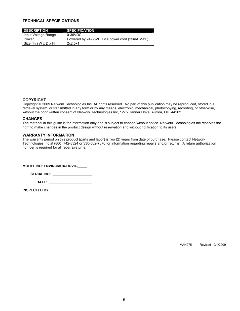Network Technologies Console Switch User Manual | Page 6 / 6