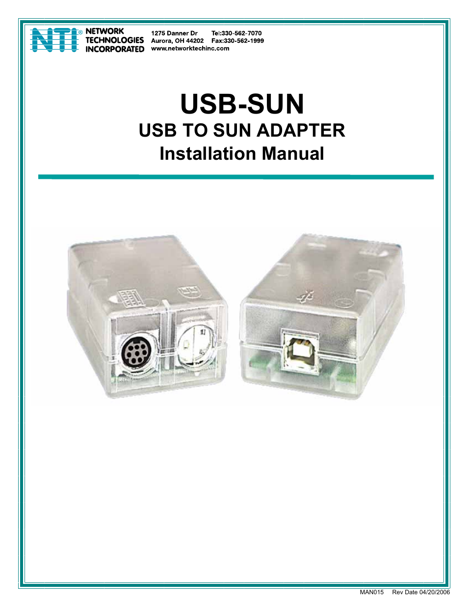 Network Technologies MAN015 User Manual | 7 pages