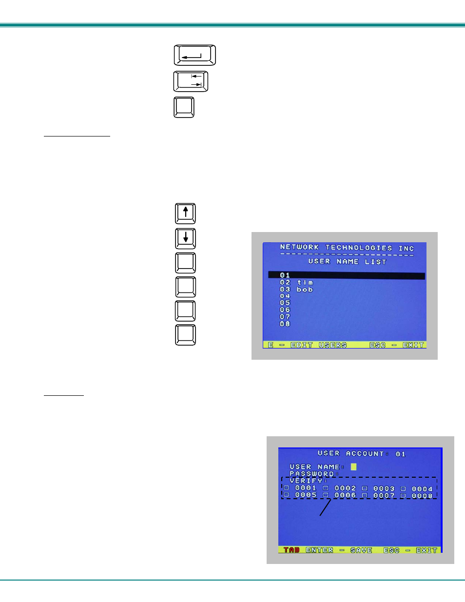 User name list, Edit user | Network Technologies USBV-x User Manual | Page 19 / 43