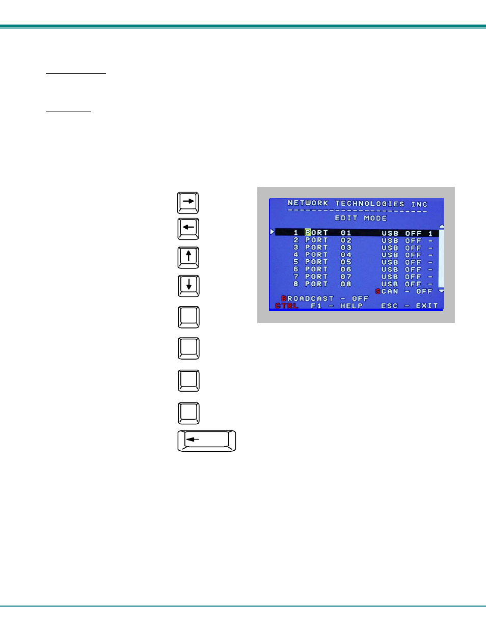 Normal mode, Edit mode | Network Technologies USBV-x User Manual | Page 24 / 43