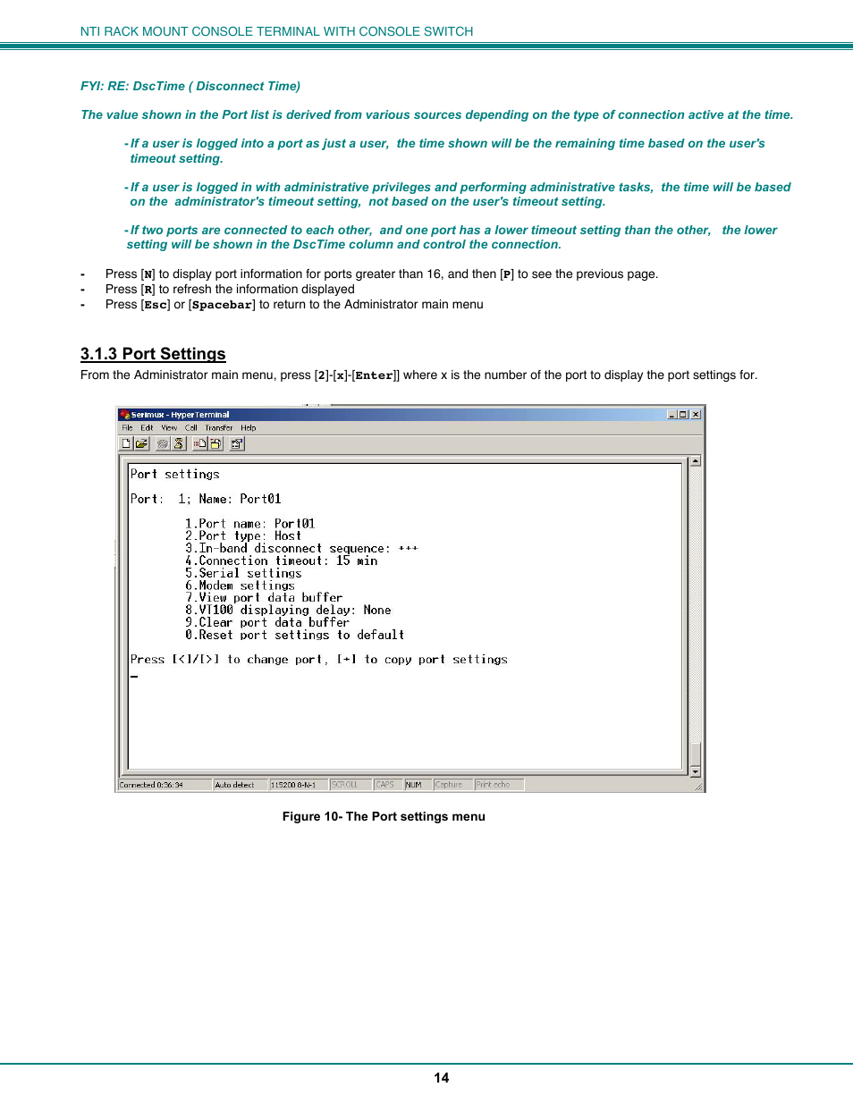 3 port settings | Network Technologies CS-16/8 User Manual | Page 19 / 79