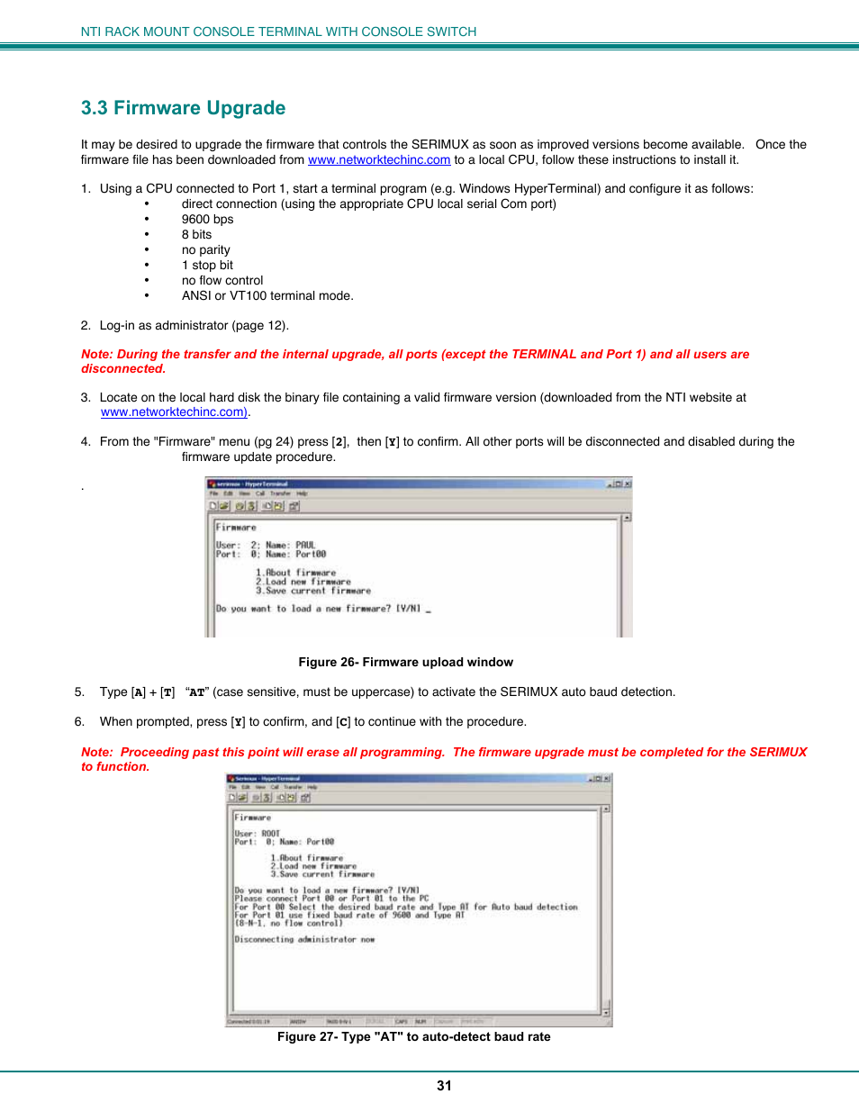 3 firmware upgrade | Network Technologies CS-16/8 User Manual | Page 36 / 79