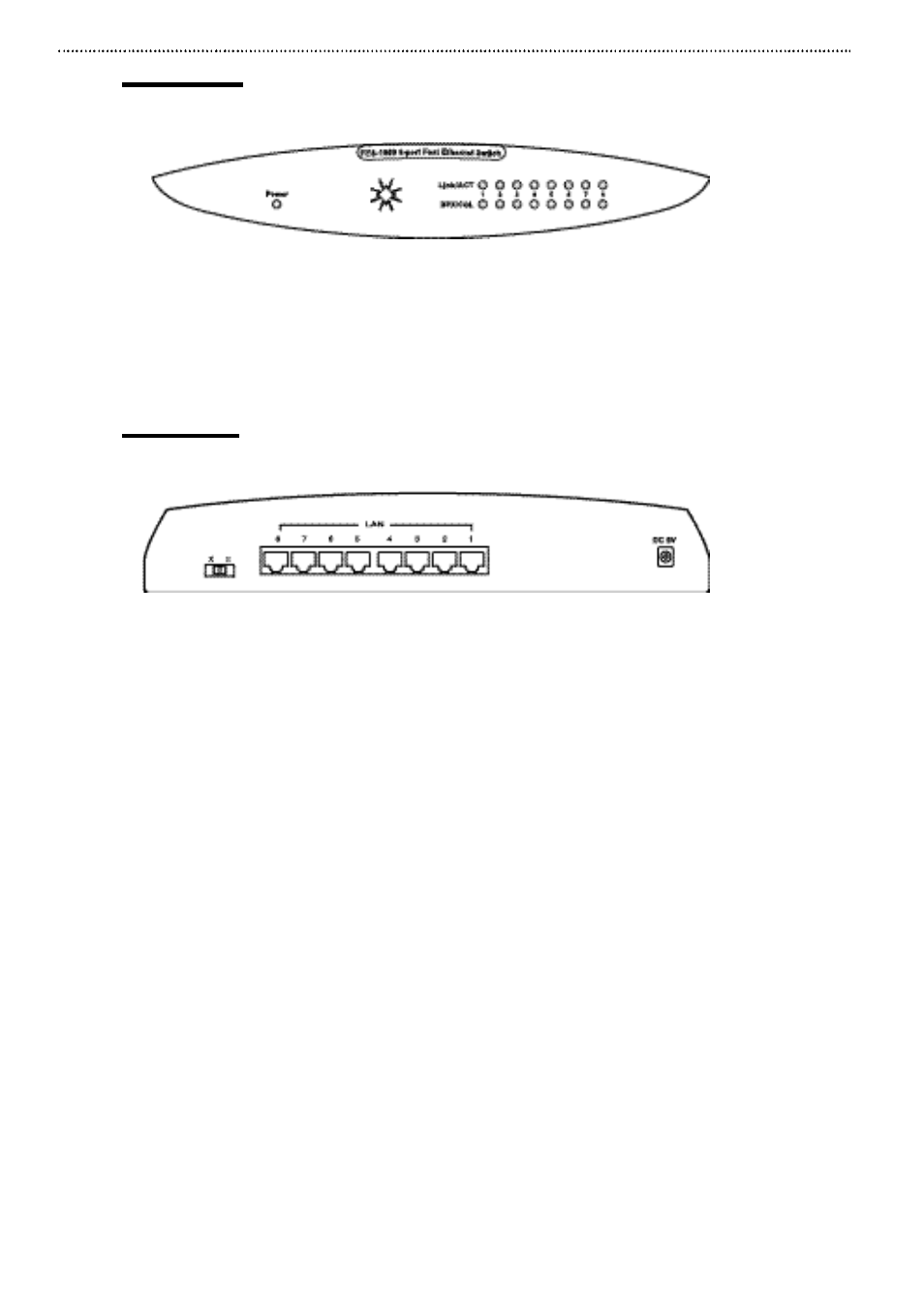 General features of a switch, Front panel, Rear panel | Network Technologies FES-1800 User Manual | Page 7 / 21