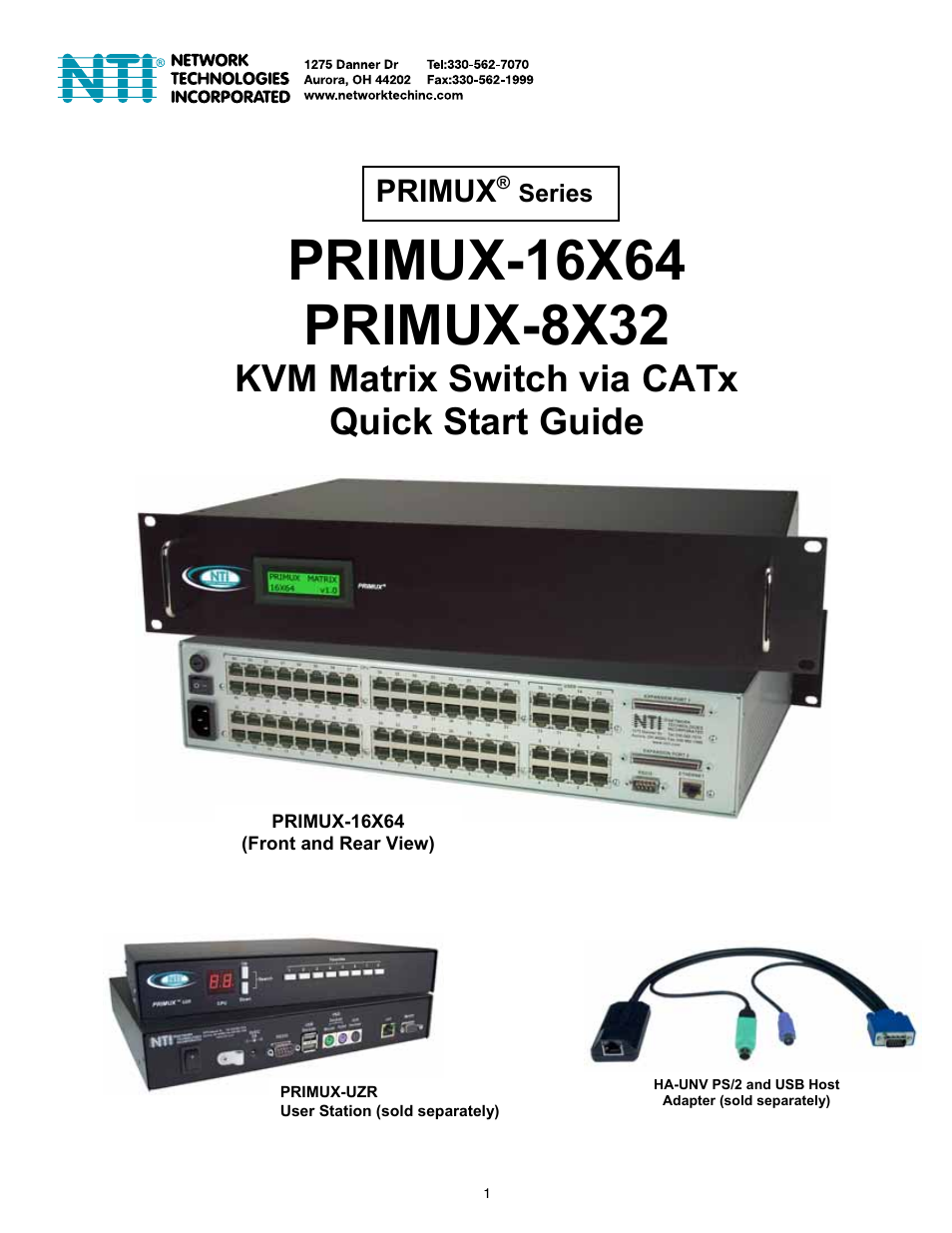 Network Technologies NTI Primux Primus-16X64 User Manual | 7 pages