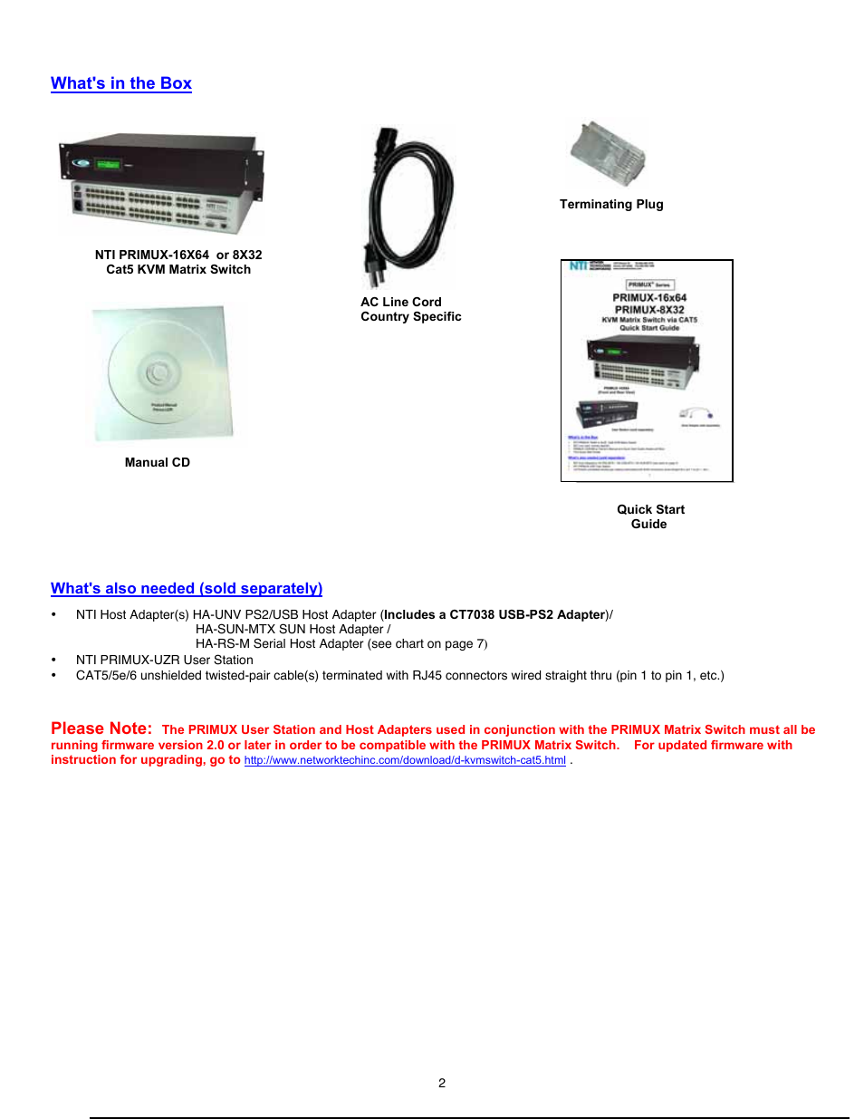 What's in the box | Network Technologies NTI Primux Primus-16X64 User Manual | Page 2 / 7