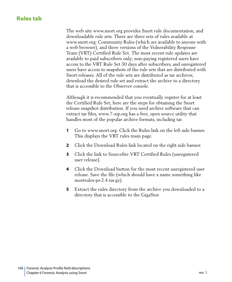 Rules tab | Network Instruments GigaStor 114ff User Manual | Page 106 / 146