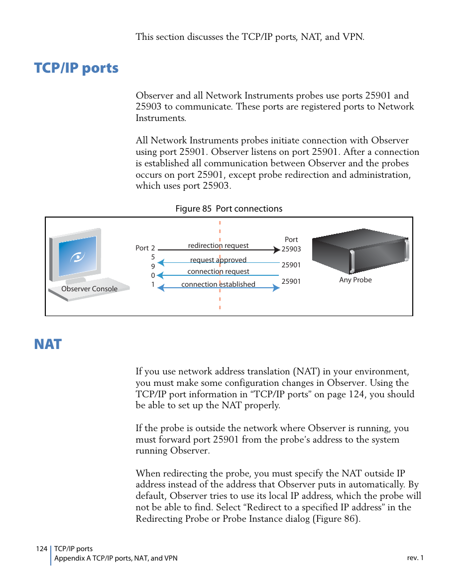 Tcp/ip ports, Tcp/ip ports nat | Network Instruments GigaStor 114ff User Manual | Page 124 / 146