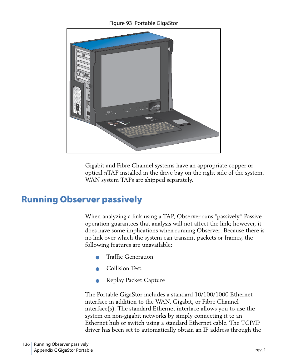 Running observer passively | Network Instruments GigaStor 114ff User Manual | Page 136 / 146