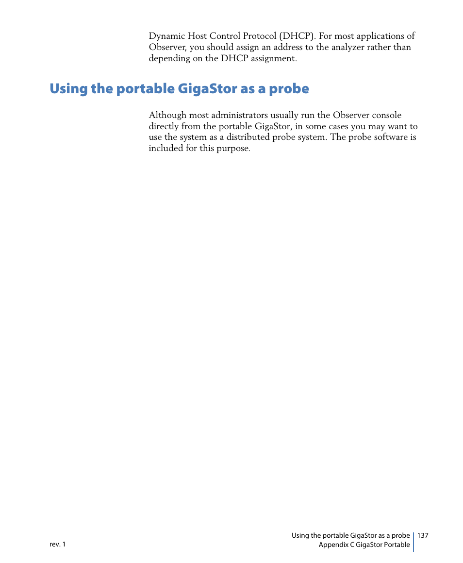 Using the portable gigastor as a probe | Network Instruments GigaStor 114ff User Manual | Page 137 / 146