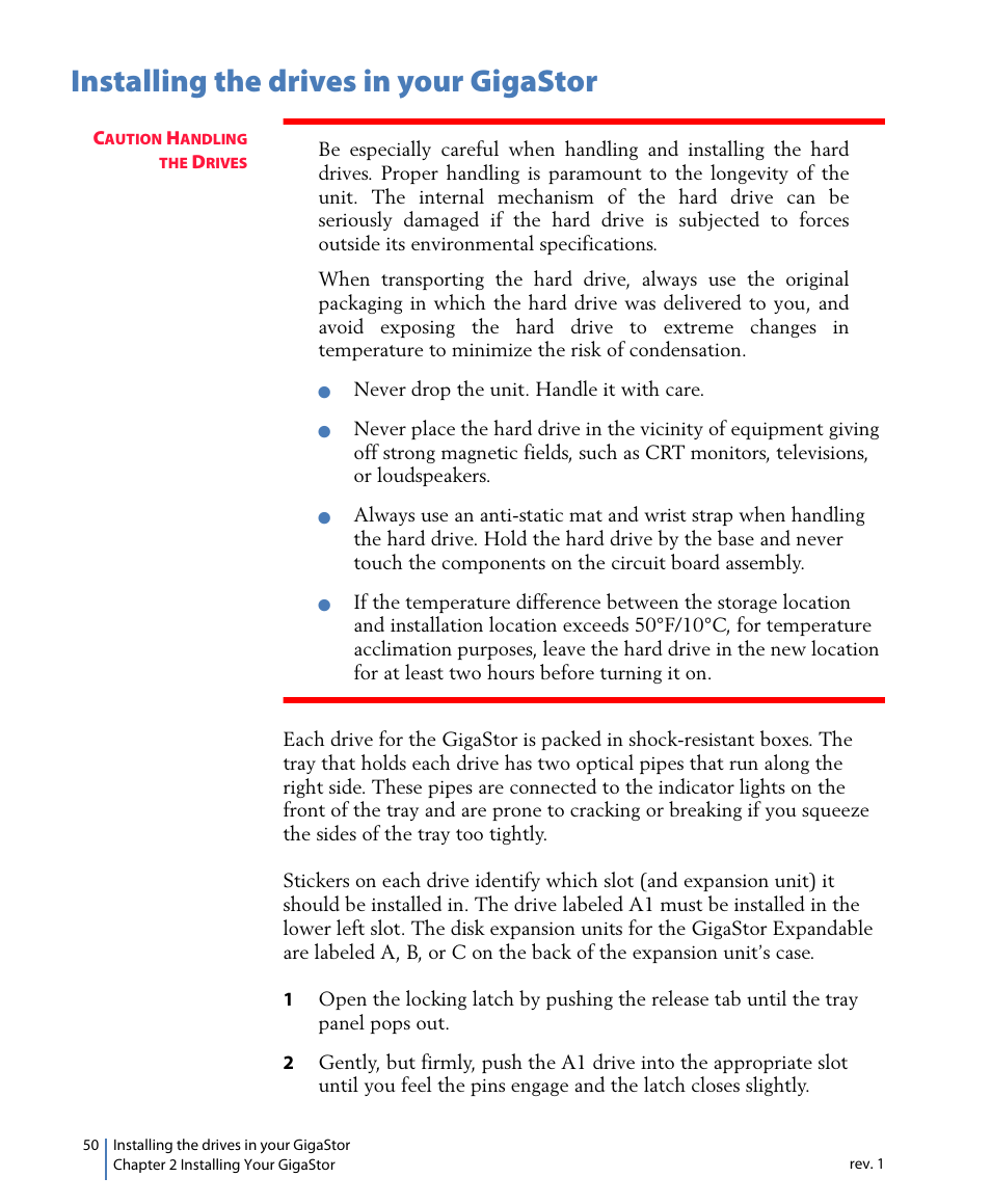 Installing the drives in your gigastor | Network Instruments GigaStor 114ff User Manual | Page 50 / 146