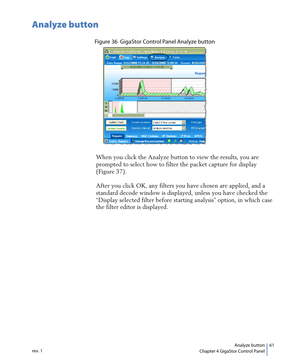 Analyze button | Network Instruments GigaStor 114ff User Manual | Page 61 / 146