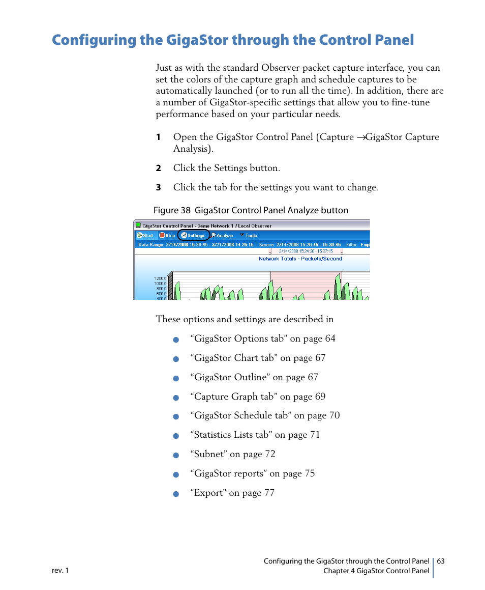 Configuring the gigastor through the control panel | Network Instruments GigaStor 114ff User Manual | Page 63 / 146