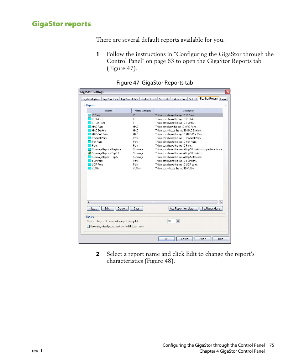 Gigastor reports | Network Instruments GigaStor 114ff User Manual | Page 75 / 146