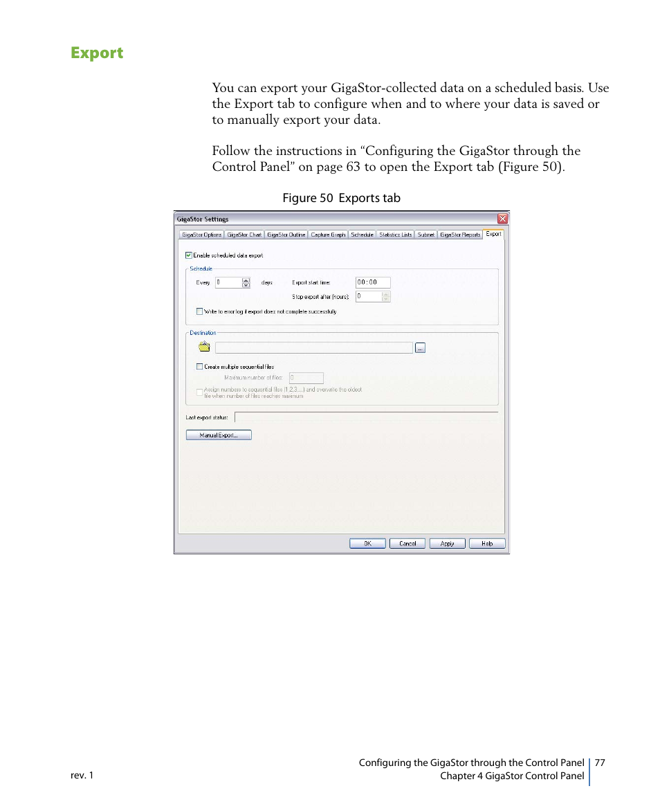 Export | Network Instruments GigaStor 114ff User Manual | Page 77 / 146