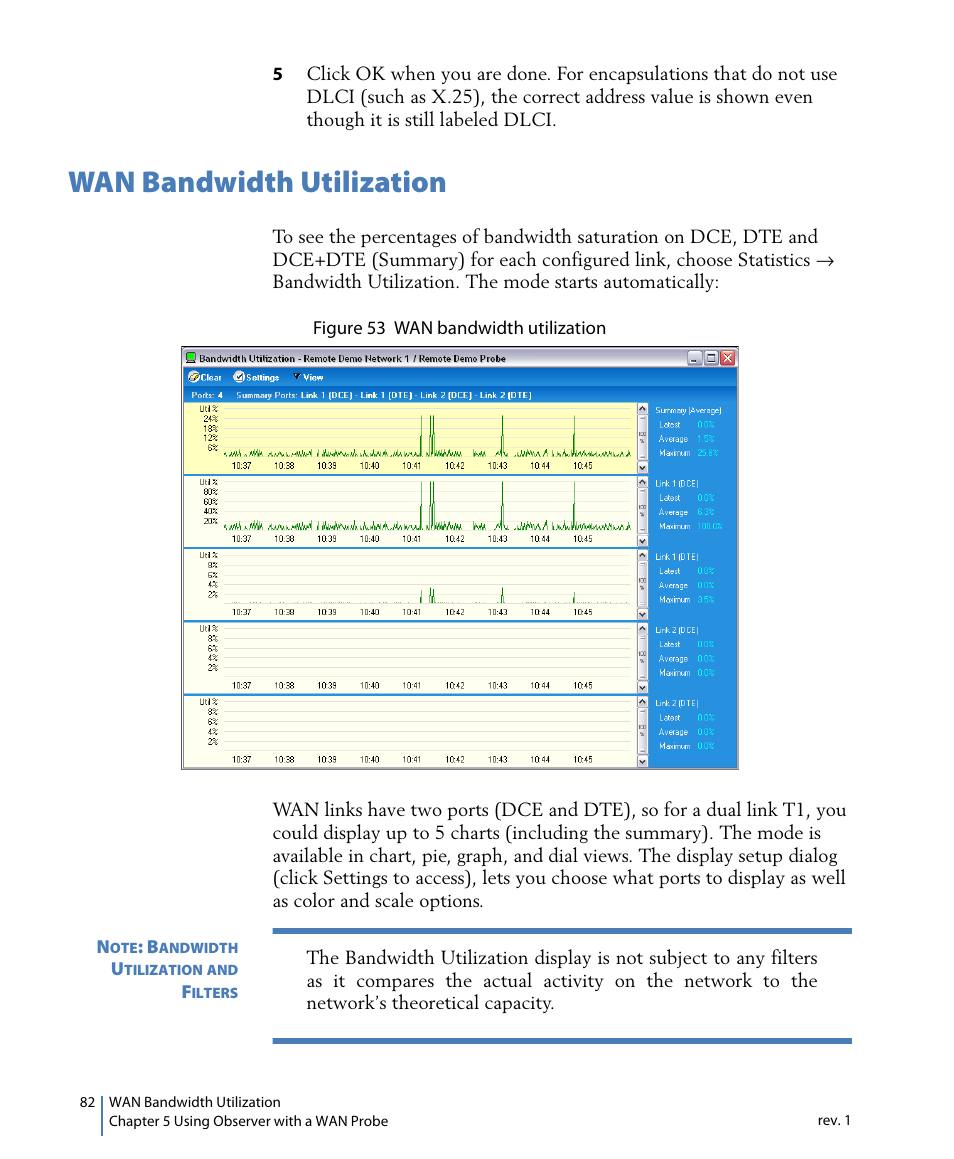 Wan bandwidth utilization | Network Instruments GigaStor 114ff User Manual | Page 82 / 146