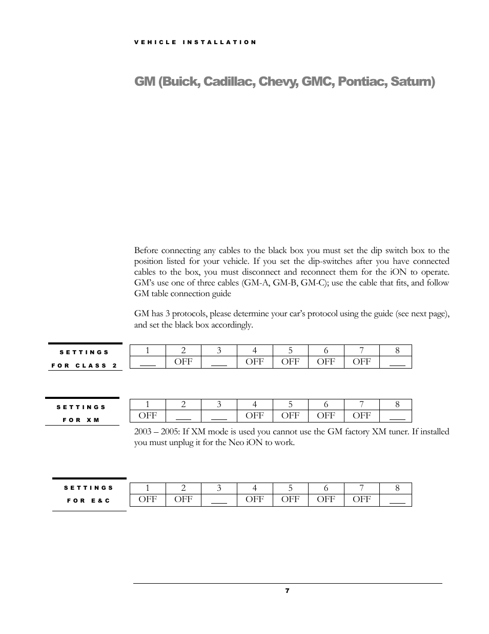 Gm (buick, cadillac, chevy, gmc, pontiac, saturn) | Neo Car Audio Car Audio User Manual | Page 9 / 19