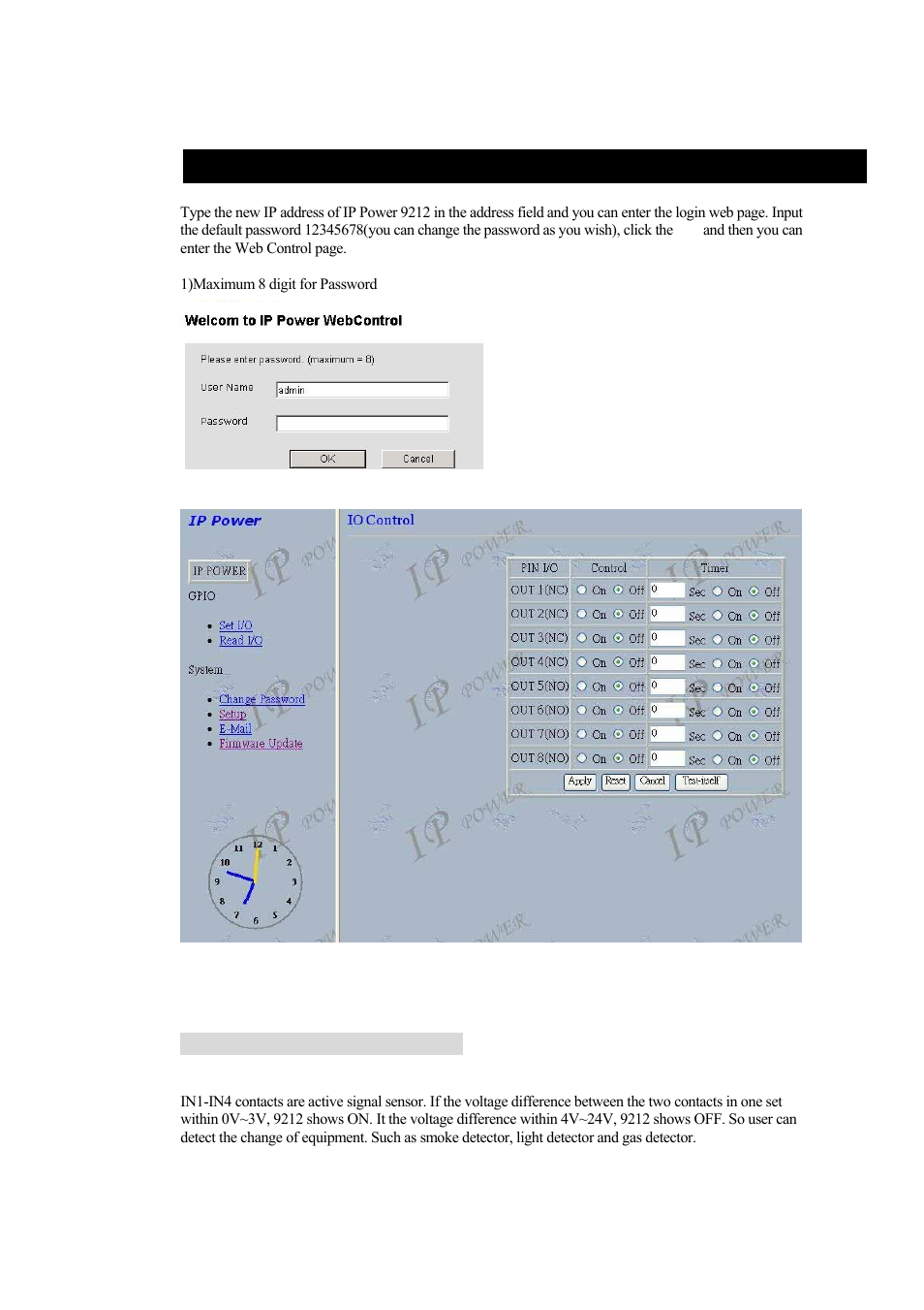 Control and settings through the internet, Sensor of ip power 9212 : read io | New Media Technology IP Power 9212 User Manual | Page 15 / 26