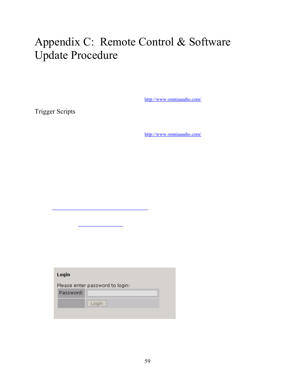 Remote control, Trigger scripts, Software update procedure | New Media Technology Omnia ONE Multicast User Manual | Page 59 / 61