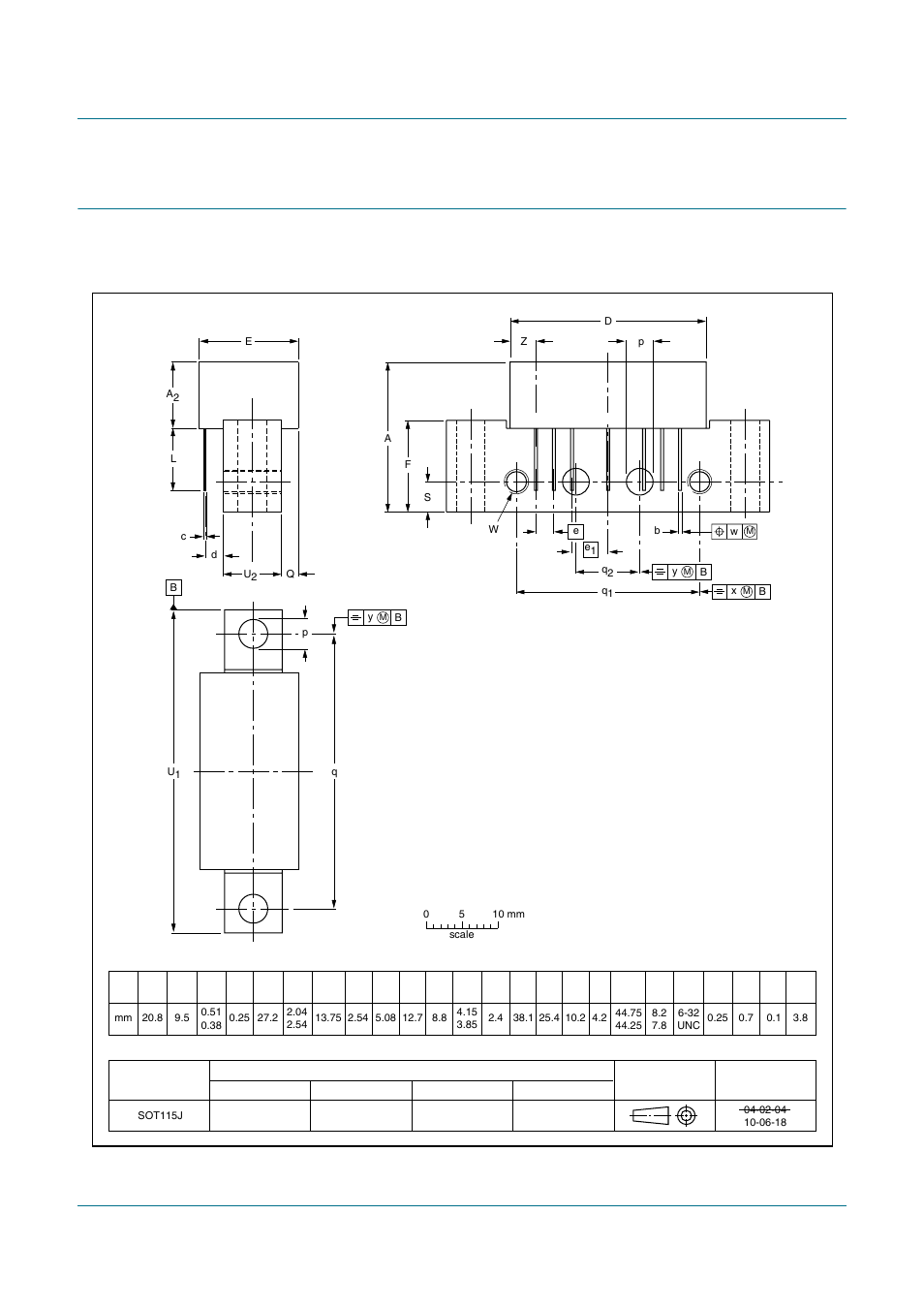 Package outline, Cgd942c, Nxp semiconductors | Fig 1. package outline sot115j | NXP Semiconductors CGD942C User Manual | Page 4 / 8