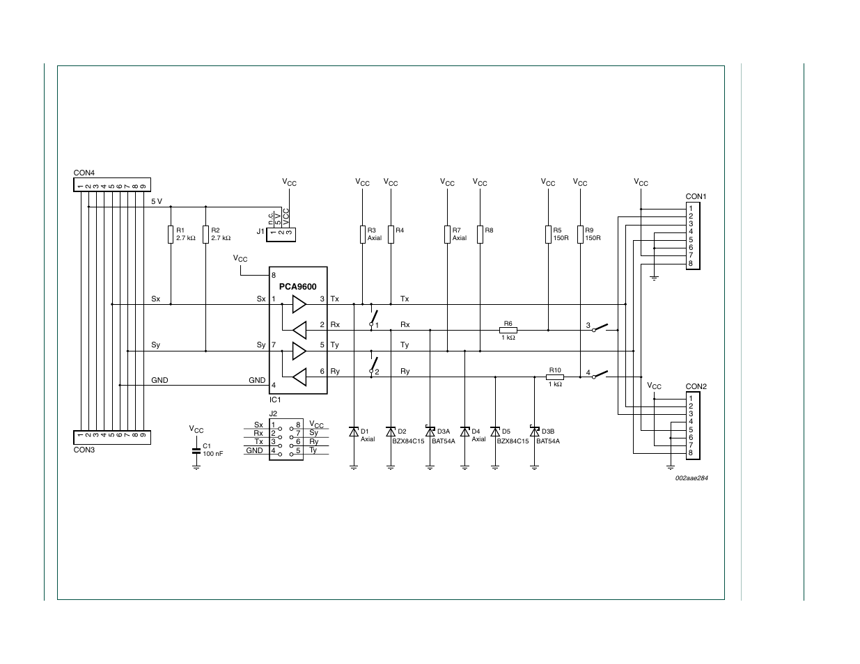 Schematic, Nx p semi conductor s | NXP Semiconductors PCA9600 OM6293 User Manual | Page 4 / 9