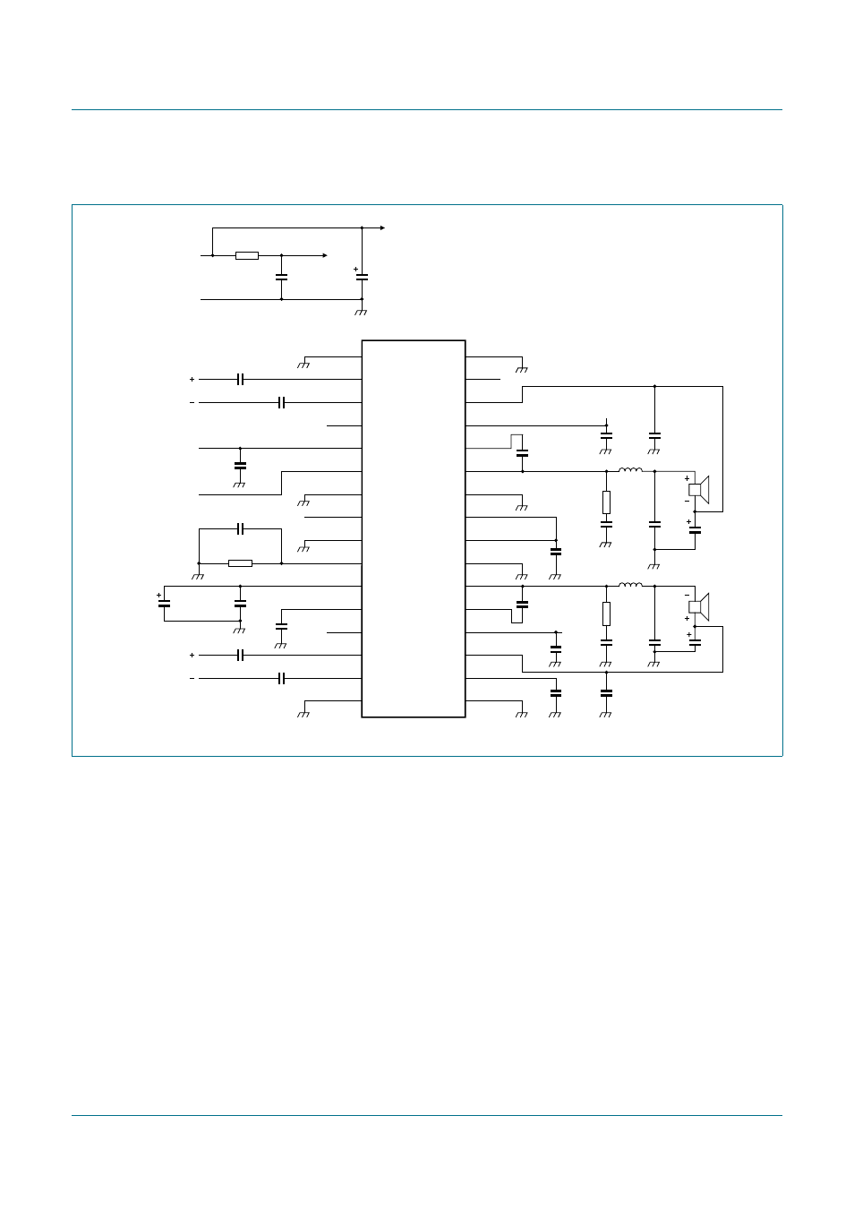 11 typical application schematics (simplified), Figure 36, Tda8932b | Nxp semiconductors, Class-d audio amplifier | NXP Semiconductors TDA8932B User Manual | Page 37 / 48