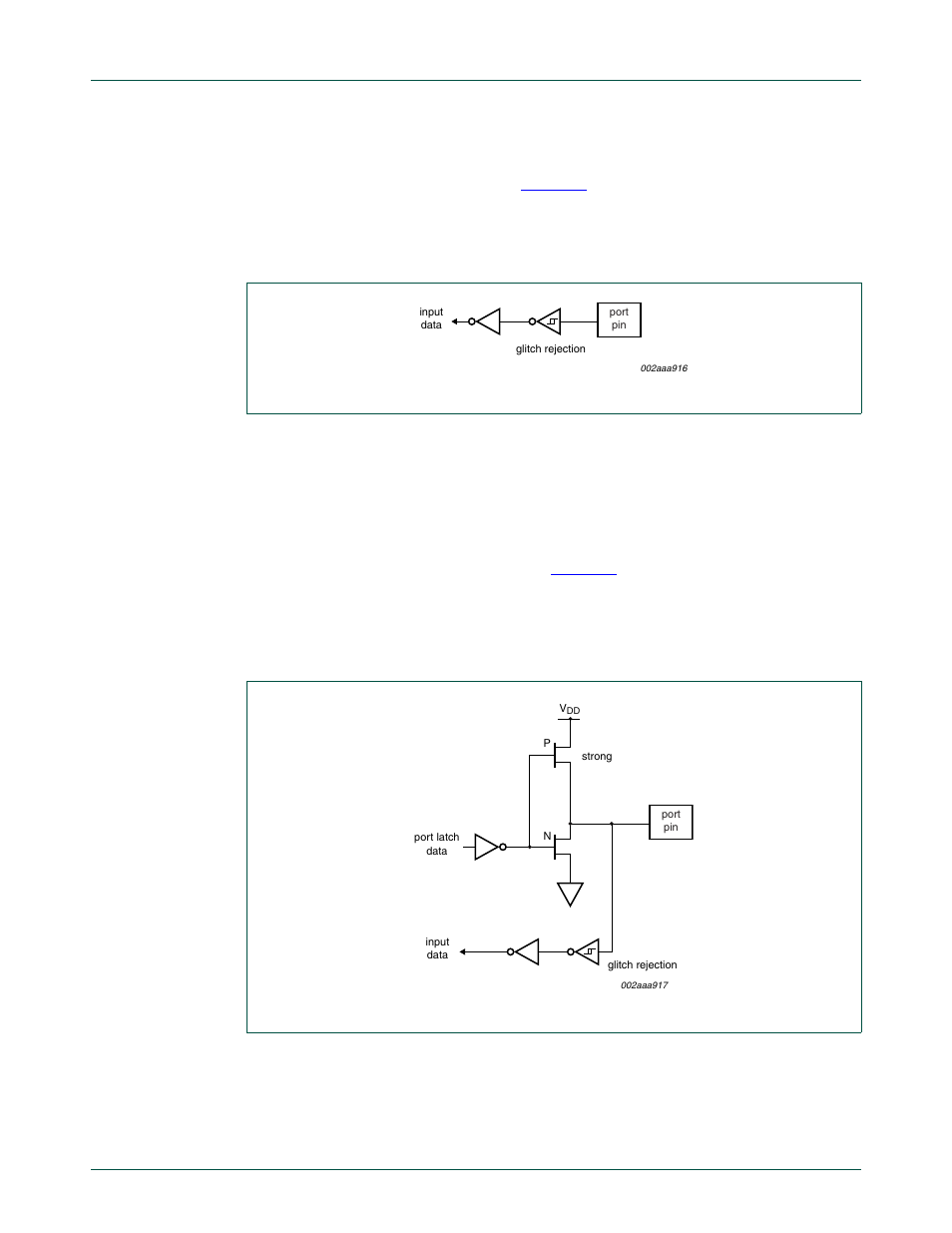 4 input-only configuration, 5 push-pull output configuration, 6 port 0 and analog comparator functions | Nxp semiconductors | NXP Semiconductors P89LPC9321 UM10310 User Manual | Page 31 / 139