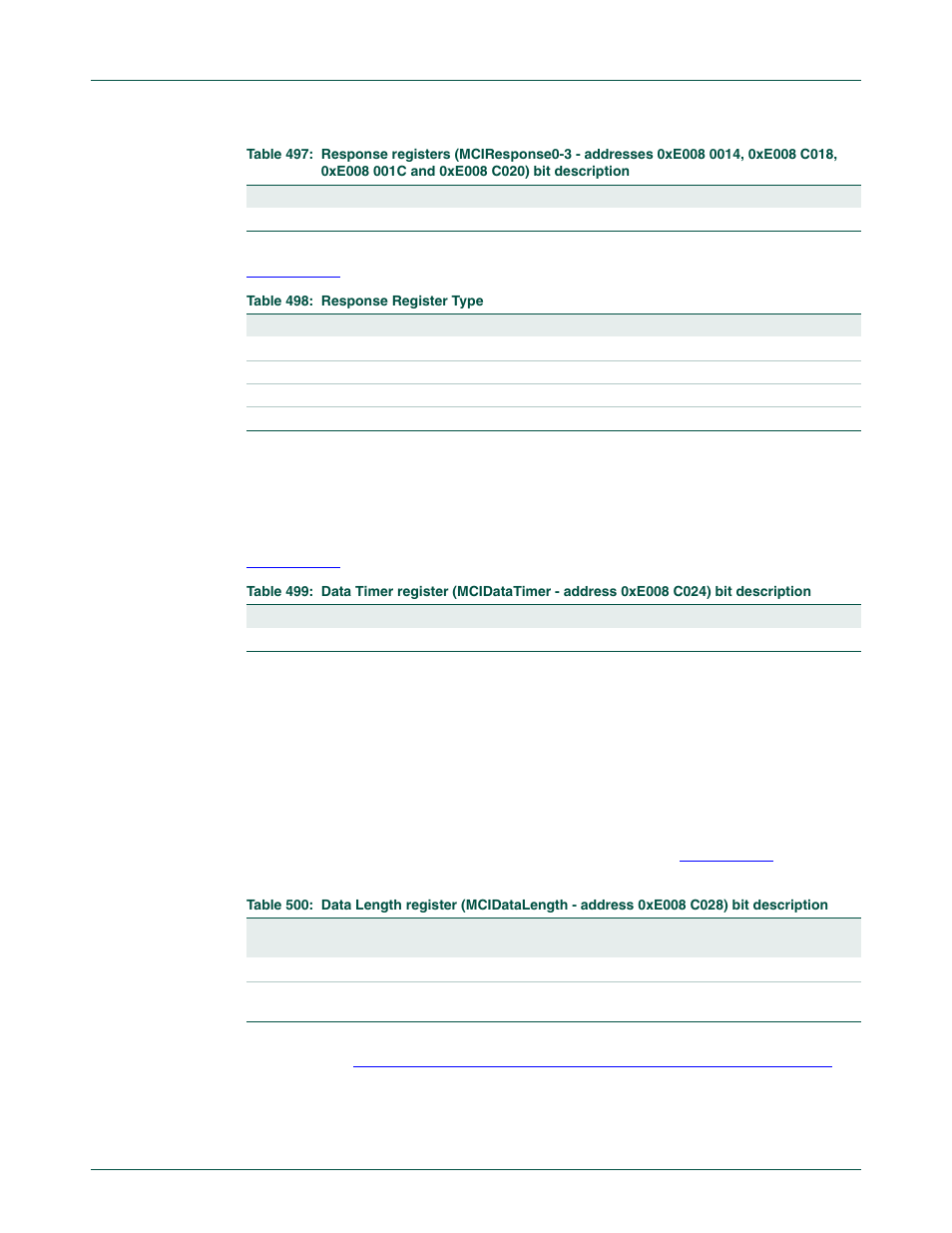 7 data timer register (mcidatatimer - 0xe008 c024), Table 21–497, Nxp semiconductors | NXP Semiconductors LPC24XX UM10237 User Manual | Page 567 / 792