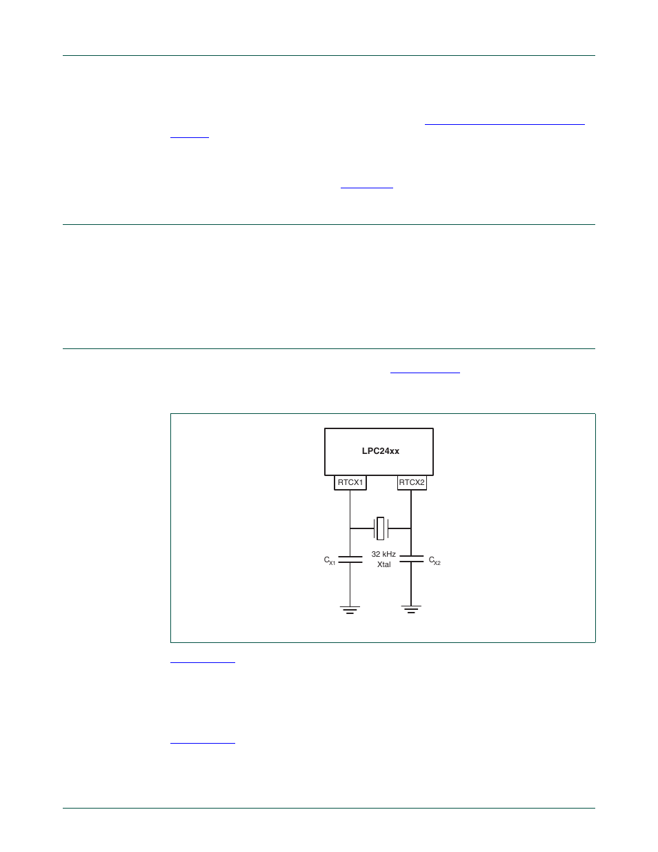 Battery ram, Rtc external 32 khz oscillator component selection, Section 26–9 “rtc external 32 khz | Oscillator component selection, Nxp semiconductors | NXP Semiconductors LPC24XX UM10237 User Manual | Page 660 / 792