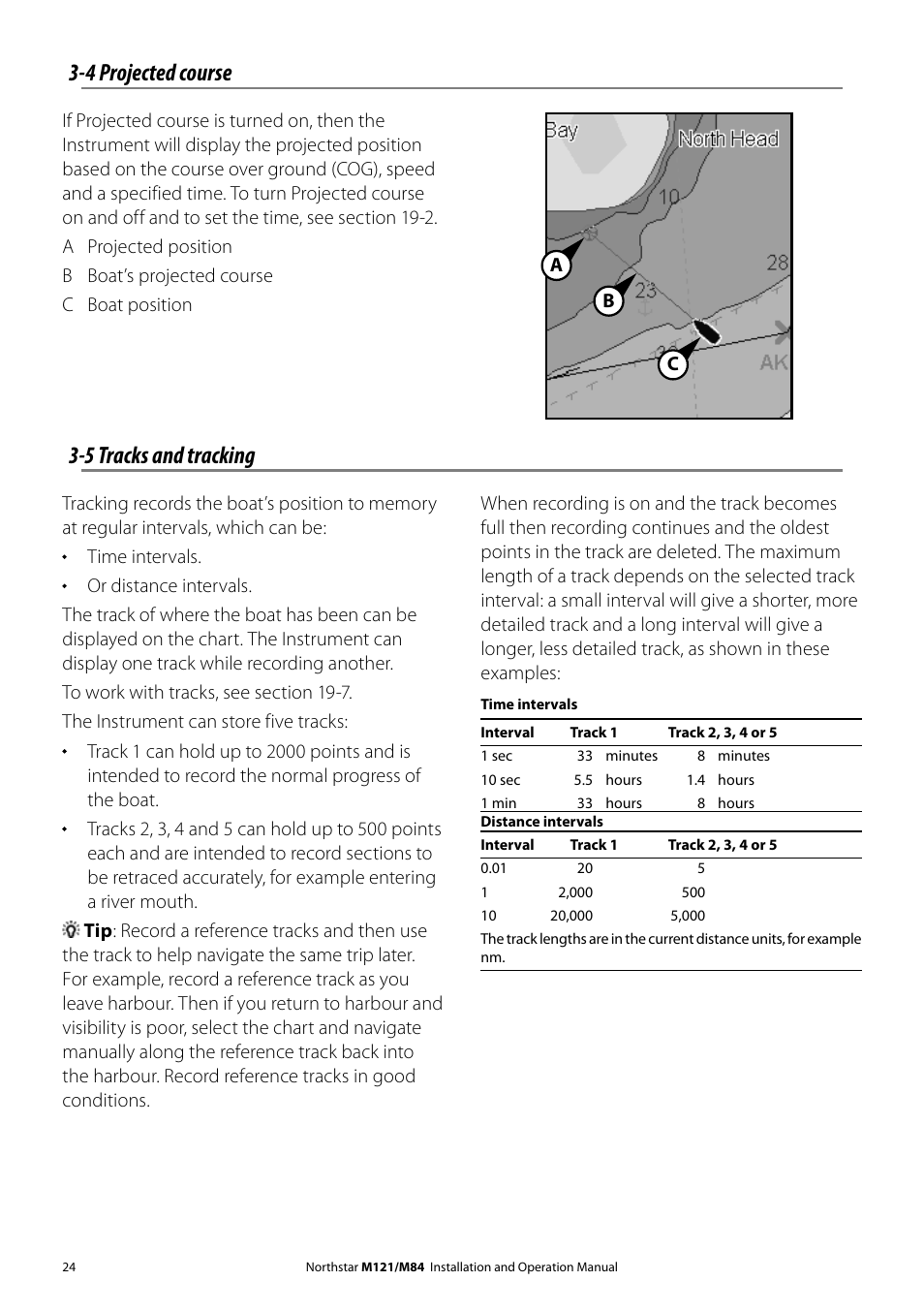 5 tracks and tracking, 4 projected course | NorthStar Navigation Multi-Function Unit M84 User Manual | Page 25 / 113