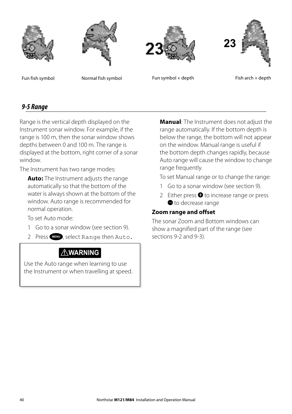 5 range | NorthStar Navigation Multi-Function Unit M84 User Manual | Page 41 / 113
