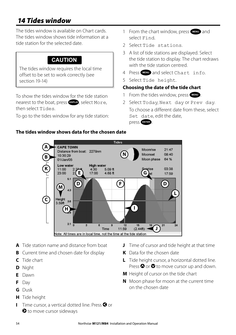 14 tides window | NorthStar Navigation Multi-Function Unit M84 User Manual | Page 55 / 113