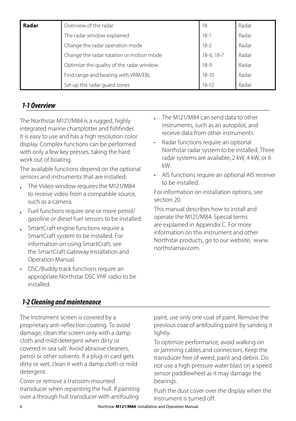 2 cleaning and maintenance, 1 overview | NorthStar Navigation Multi-Function Unit M84 User Manual | Page 7 / 113