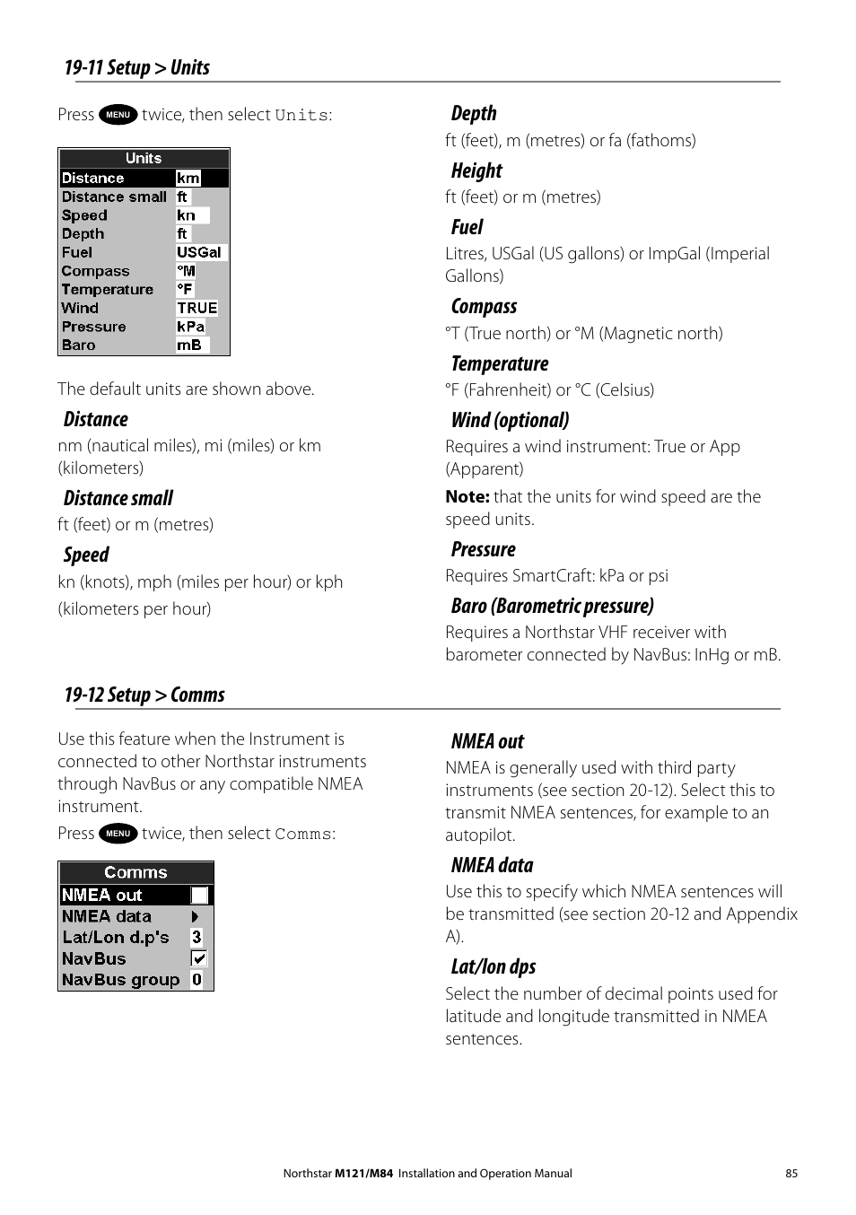 NorthStar Navigation Multi-Function Unit M84 User Manual | Page 86 / 113