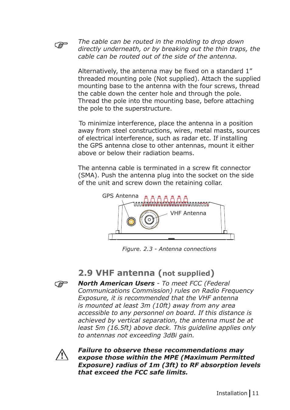 9 vhf antenna (not supplied), 9 vhf antenna | NorthStar Navigation Class B Transceiver NAIS-300 User Manual | Page 11 / 24