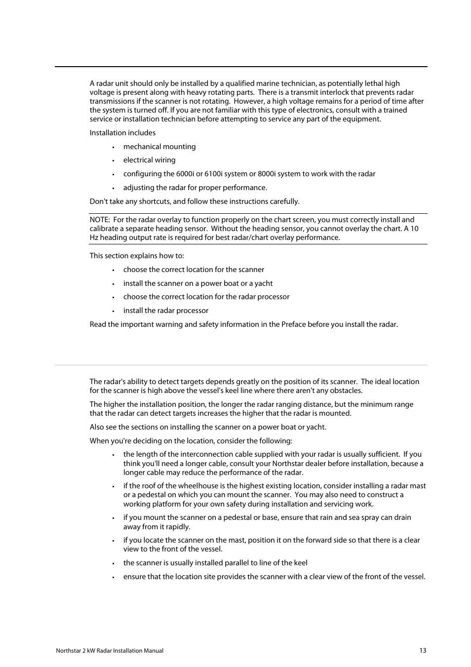 3install the radar, 1 choose the scanner location | NorthStar Navigation Northstar 2 kW User Manual | Page 13 / 52