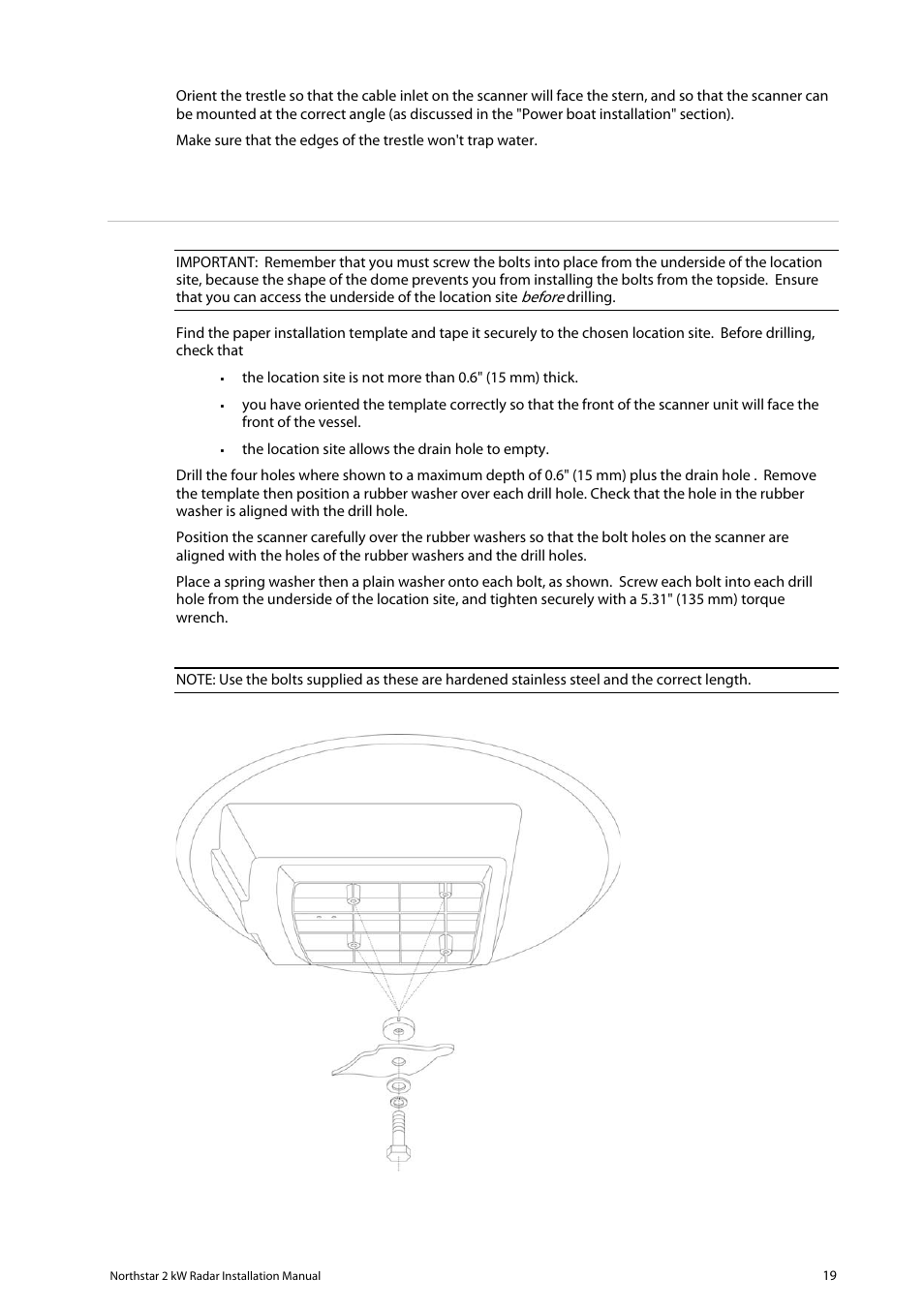 7 install the 2 kw scanner unit | NorthStar Navigation Northstar 2 kW User Manual | Page 19 / 52