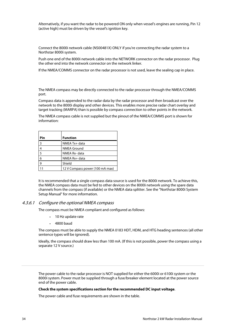 7 connect the power cable, Configure the optional nmea compass | NorthStar Navigation Northstar 2 kW User Manual | Page 34 / 52