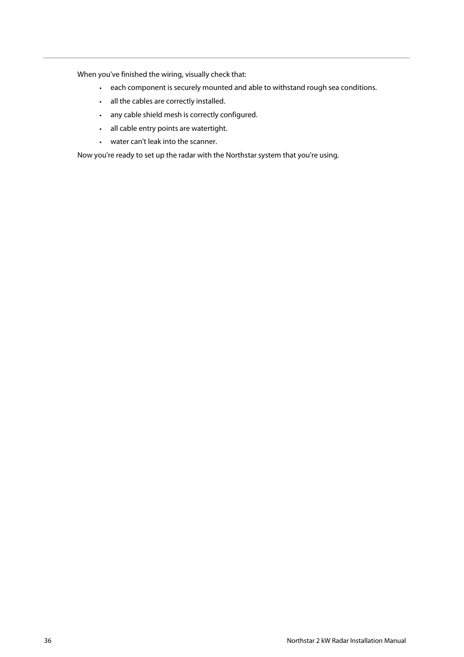 9 radar system checklist | NorthStar Navigation Northstar 2 kW User Manual | Page 36 / 52